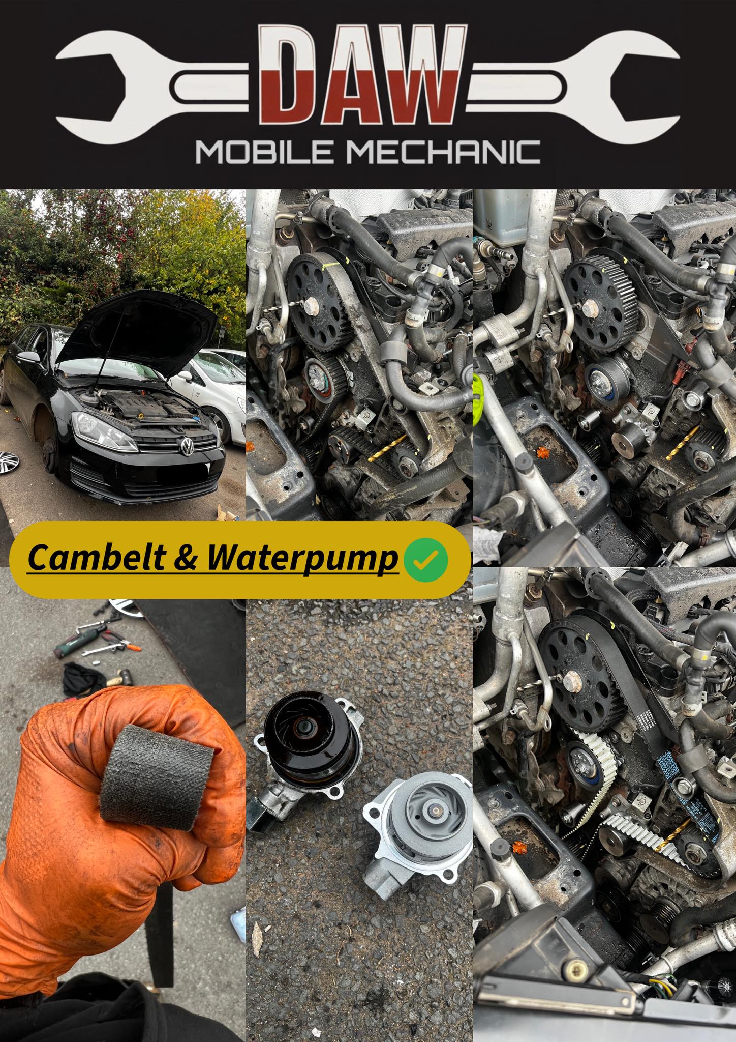 New Cambelt Kit + Waterpump along with fresh coolant fitted on customers VW Golf