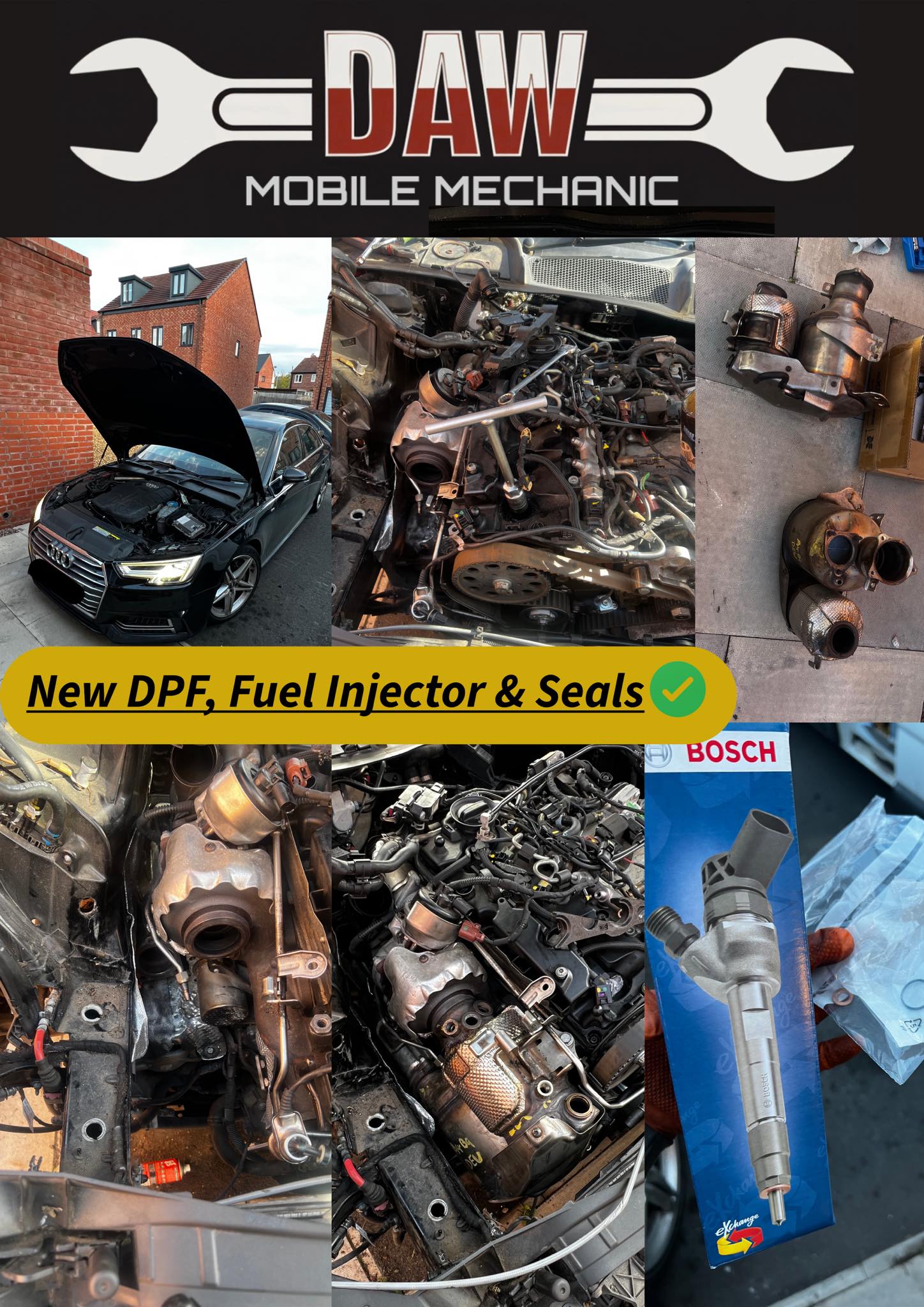 New DPF, Fuel injector and Injector seals on Audi A4