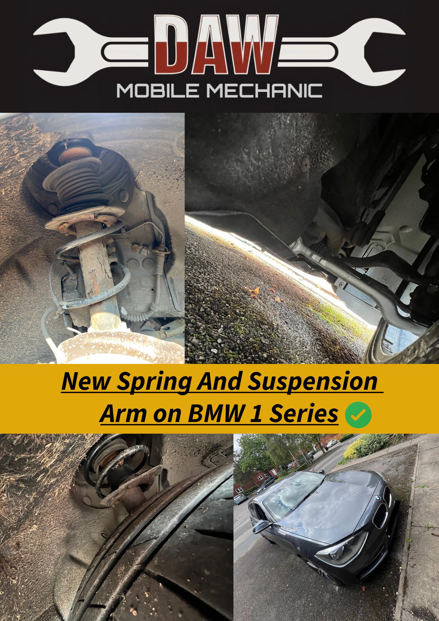 new front spring and suspension arm on BMW 1 Series