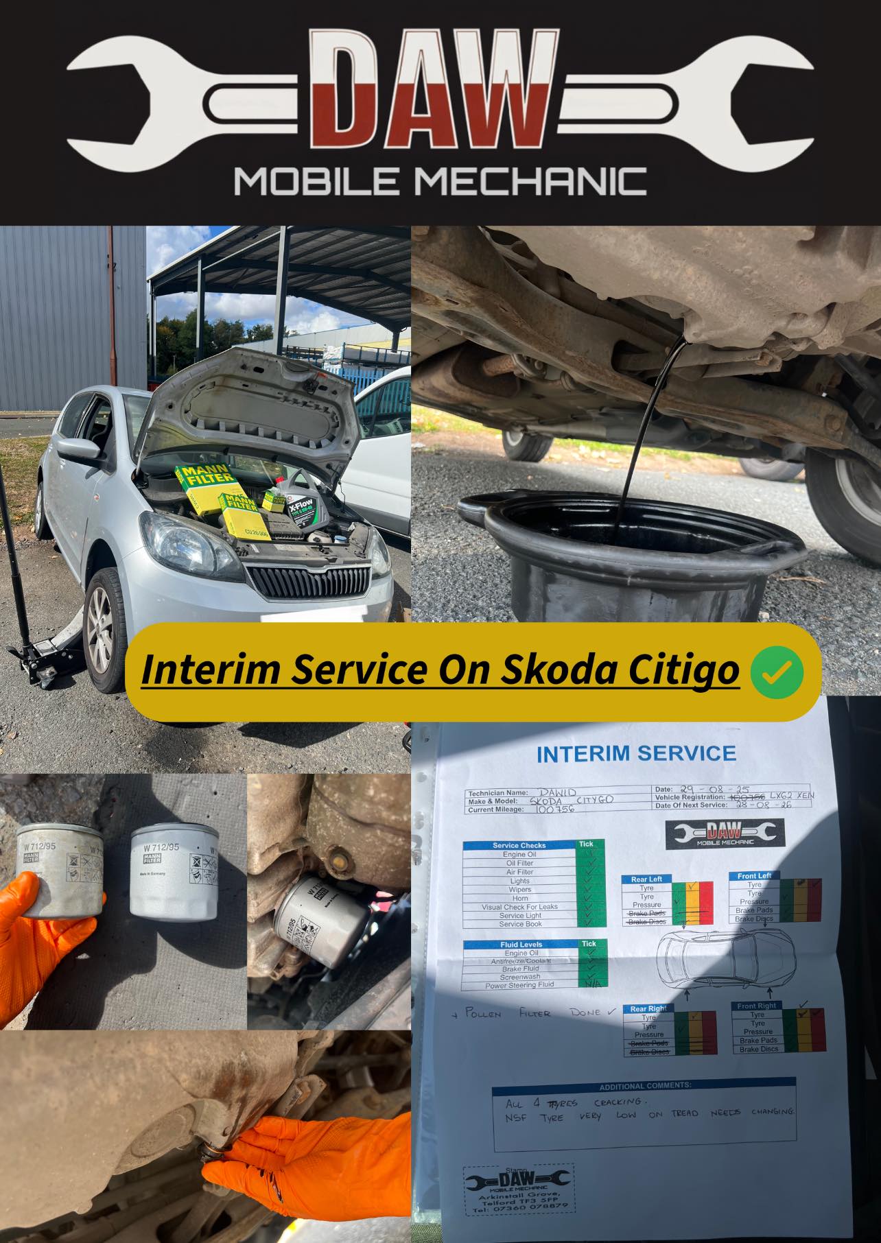 We carried out Interim service on the customers Skoda Citigo